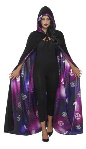 Deluxe Reversible Galaxy Ouija Cape, Black & Purpl