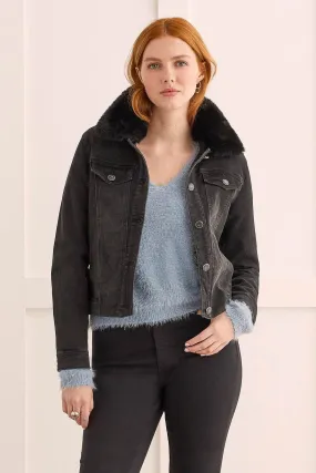 Denim Jacket w/ Removable Fur Collar