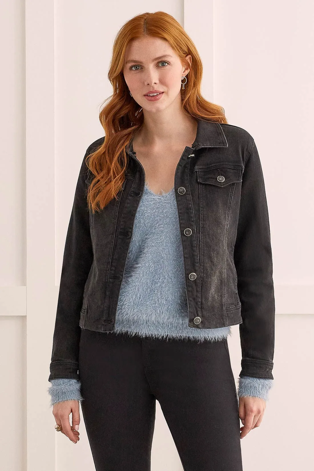 Denim Jacket w/ Removable Fur Collar