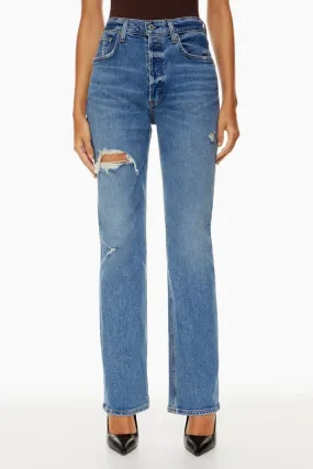 Distressed Straight Jeans with Pockets