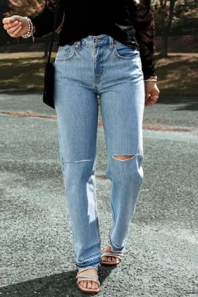 Distressed Straight Jeans