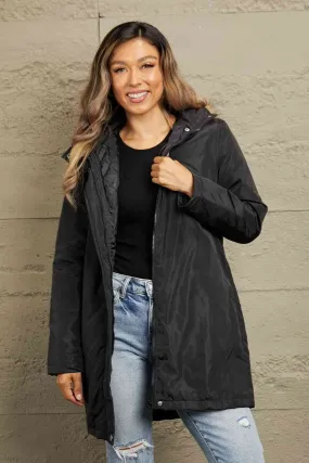 Double Take Faux Fur Trim Hooded Puffer Jacket