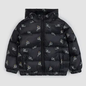 Dragon Print on Black Hooded Packable