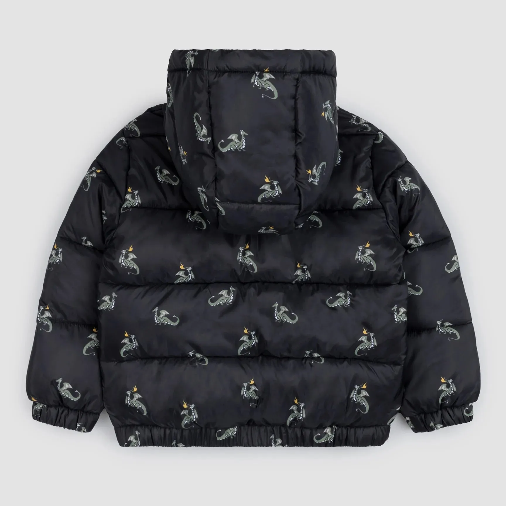 Dragon Print on Black Hooded Packable