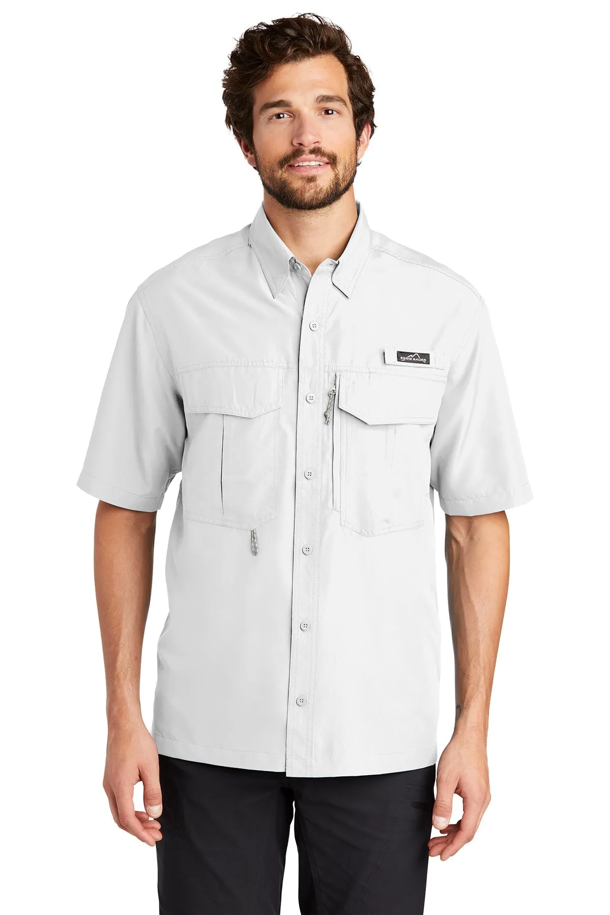 Eddie Bauer Short Sleeve Performance Branded Fishing Shirts, White