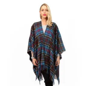 Edinburgh Lambswool Long Tartan Cape Mill Check Eclipse