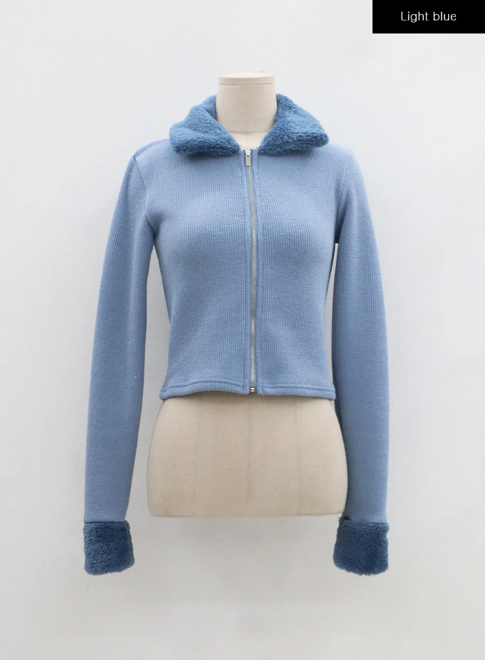 Faux Fur Detailed Zip Up Knit BN29