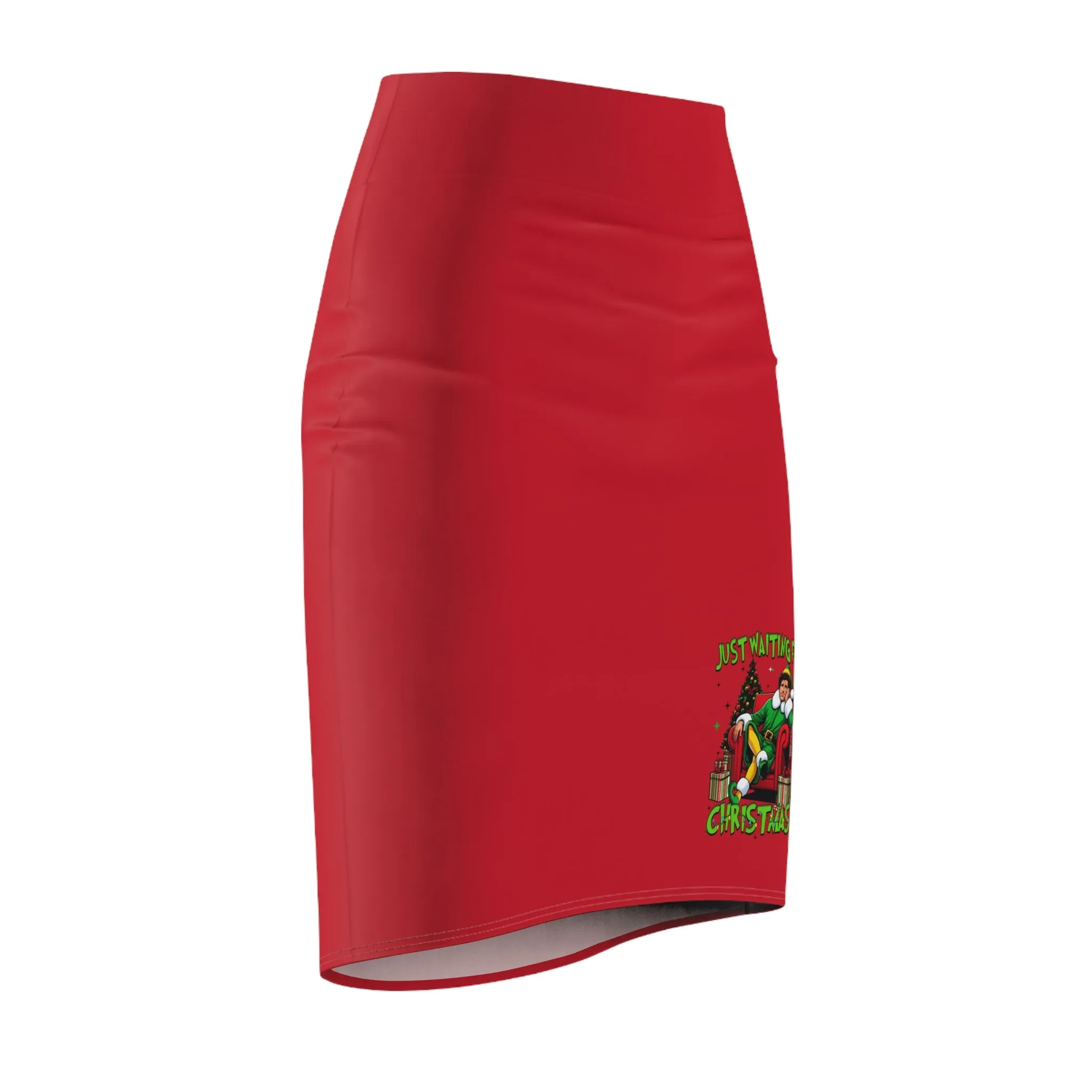 Festive Women's Pencil Skirt - "Just Waiting for Christmas"