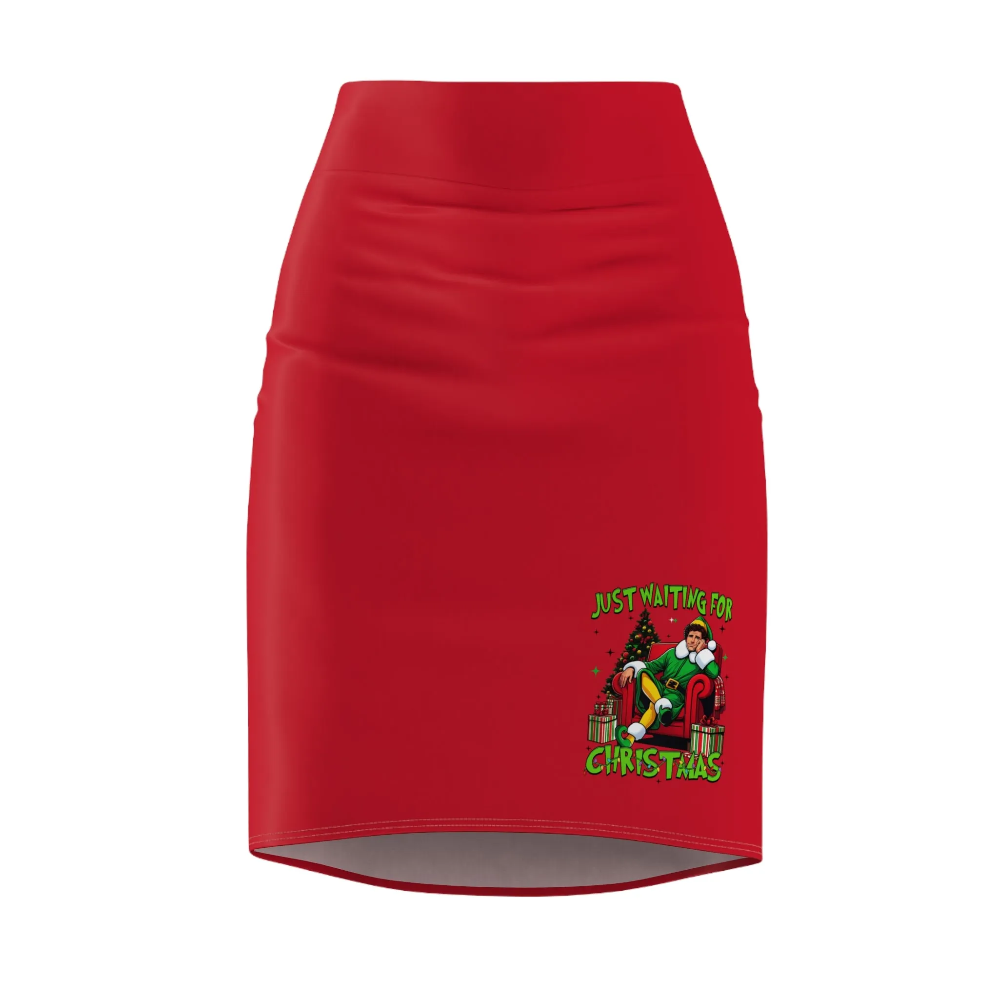 Festive Women's Pencil Skirt - "Just Waiting for Christmas"