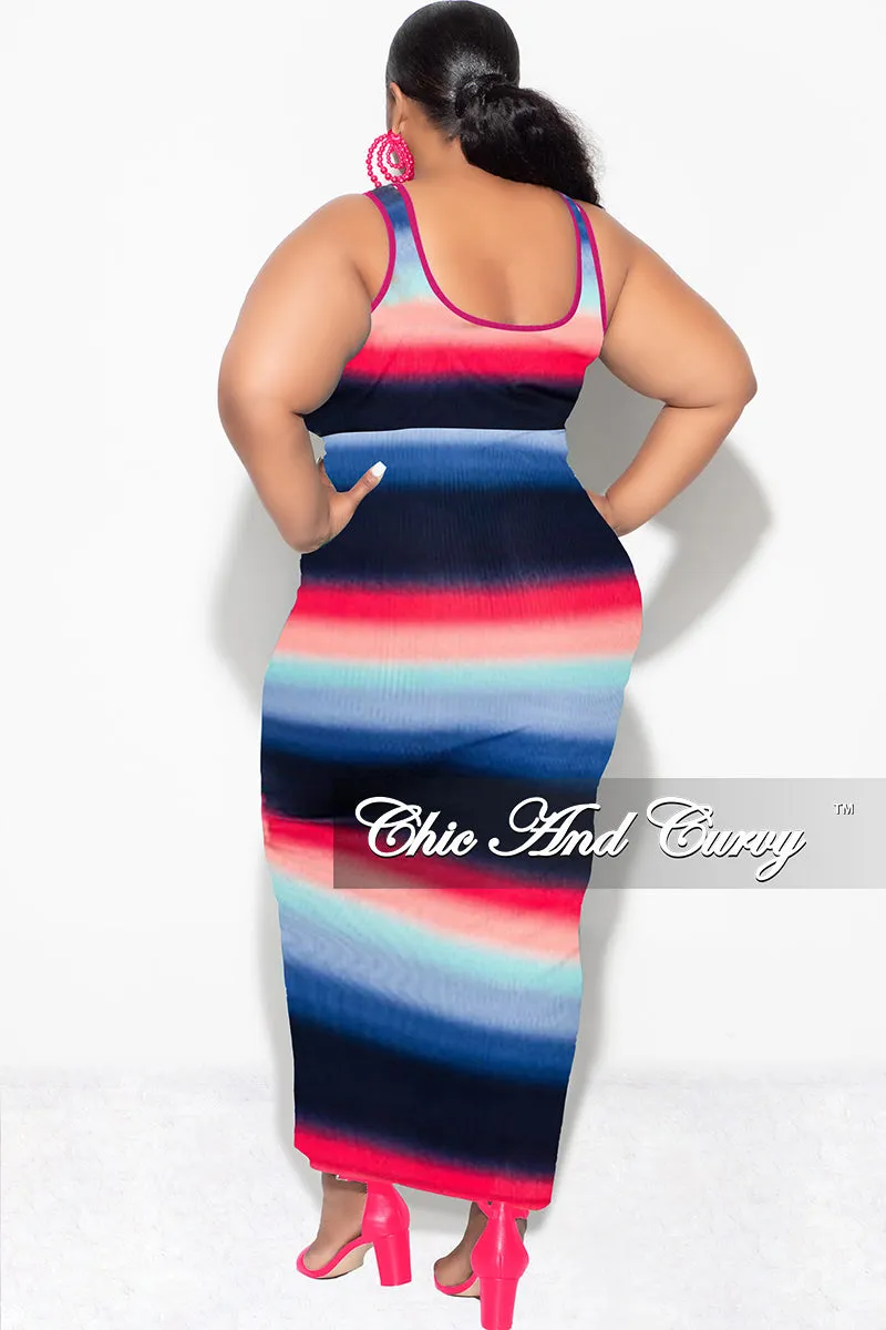 Final Sale Plus Size Ribbed 2pc Crop Drawstring Top and Pencil Skirt in Navy, Fuchsia , & Blue