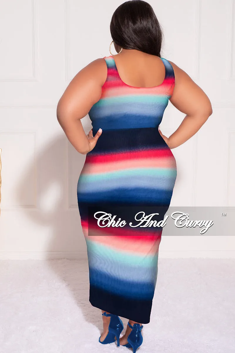 Final Sale Plus Size Ribbed 2pc Crop Drawstring Top and Pencil Skirt in Navy, Fuchsia , & Blue