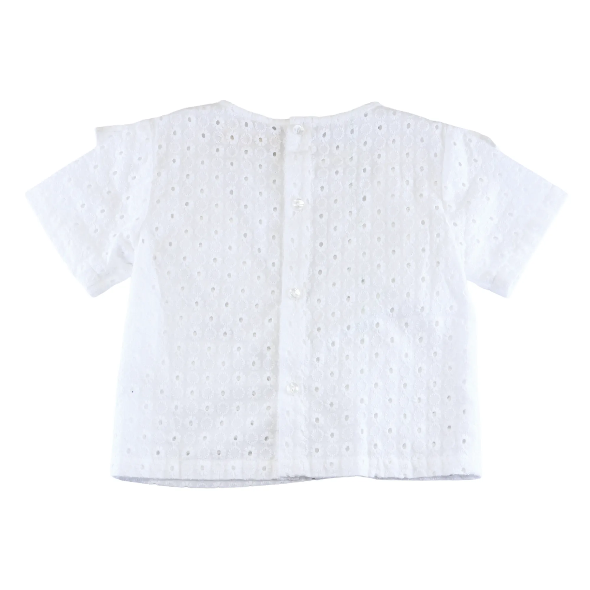 Floral Eyelet Fabric Top - White