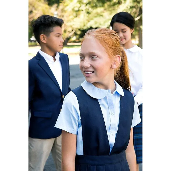 French Toast Girls School Uniform V-Neck Pleated Jumper - Navy - SY9000