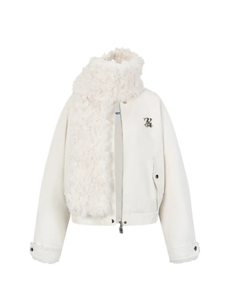 Fur Collar Two-Way Fuzzy Baseball Jacket