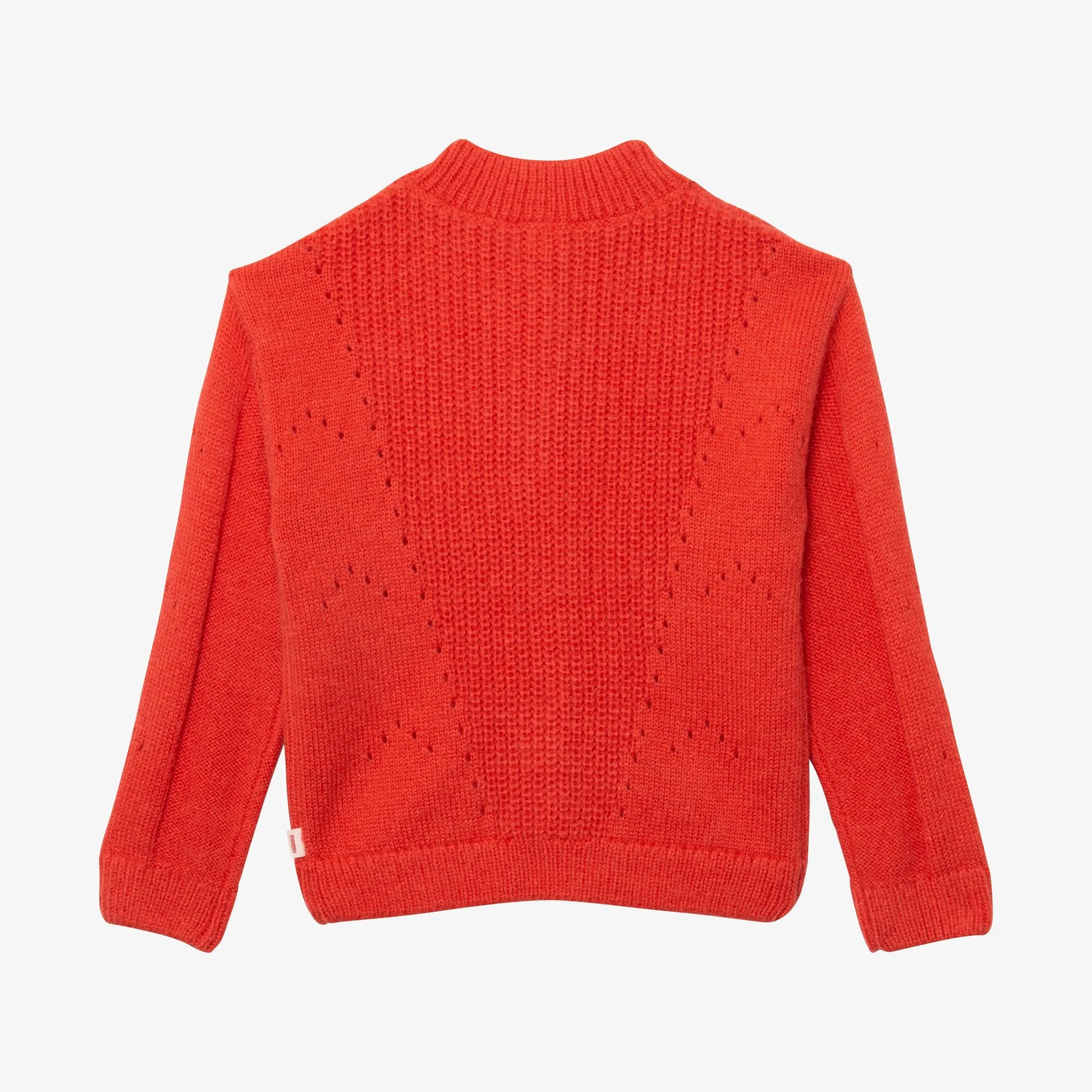 Girl red openwork cardigan