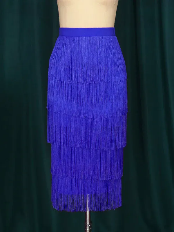 Green Blue Black Ladies Fringe Bodycon Pencil Skirts