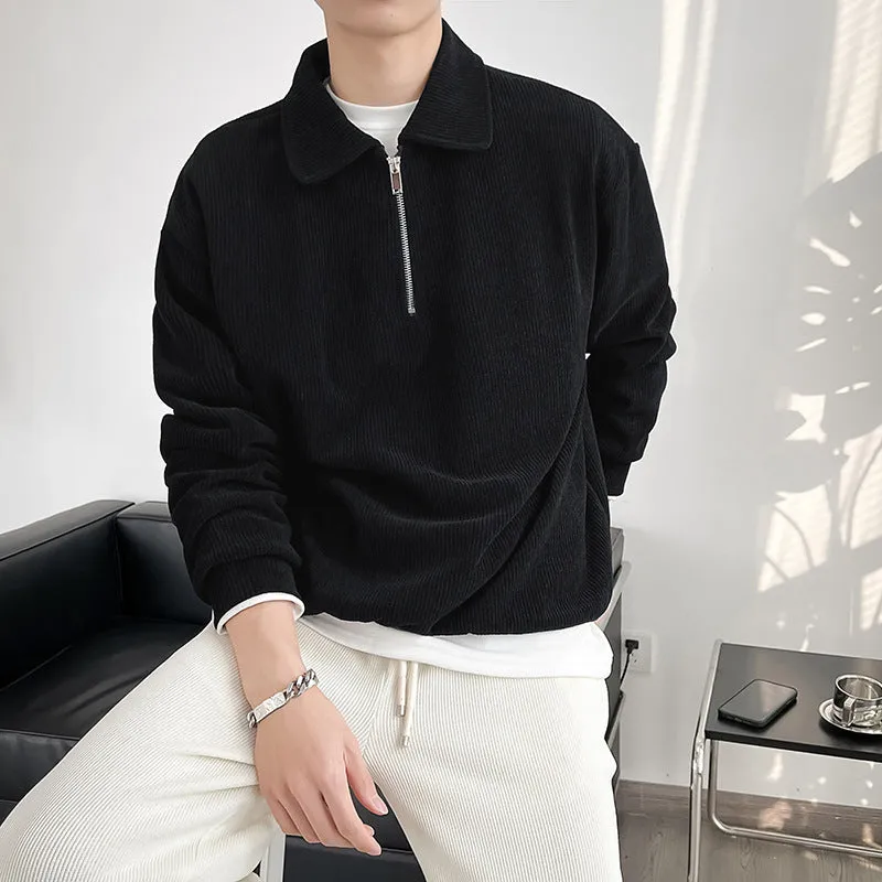 Half Zipper Polo Shirt Sweater For Men