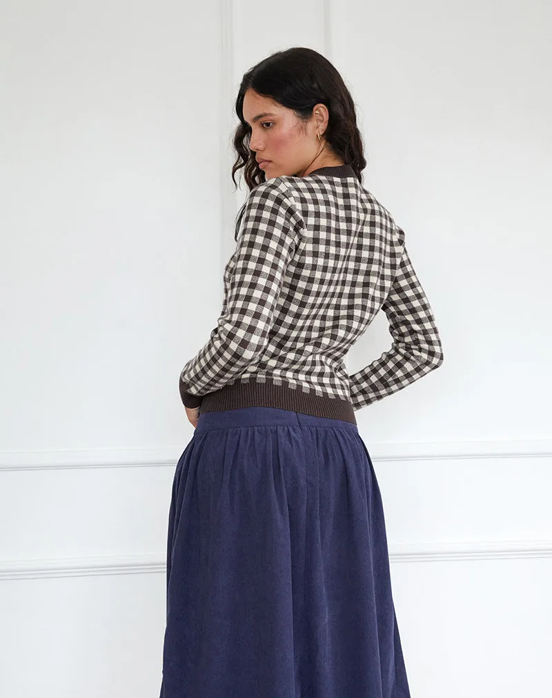 Hanudia Cardi in Gingham Brown