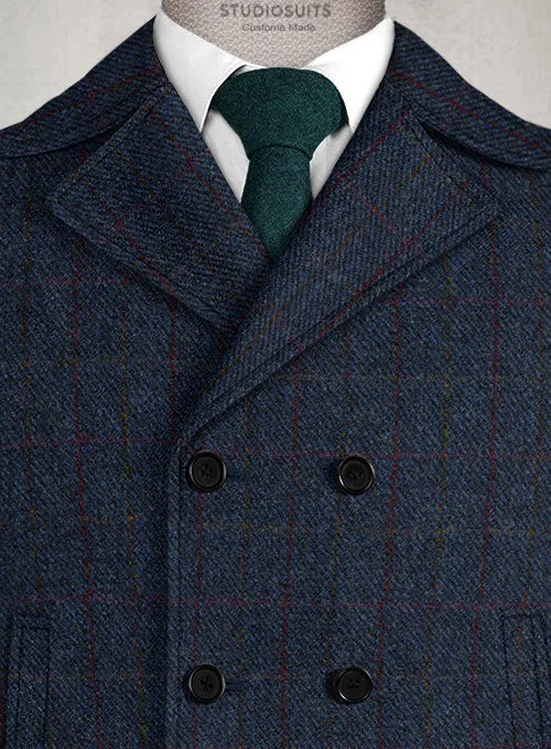 Harris Tweed King Blue Pea Coat