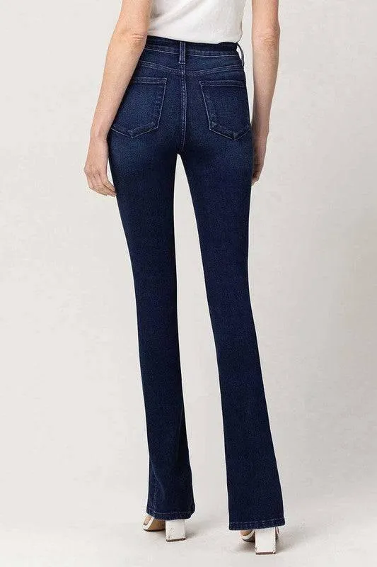 High Rise Slim Straight Front Slit Jeans