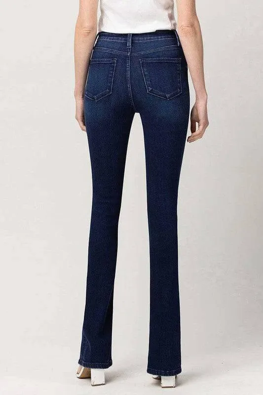 High Rise Slim Straight Front Slit Jeans