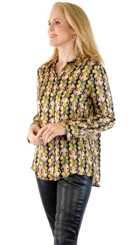 Ikat Paisley Print Blouse - Black