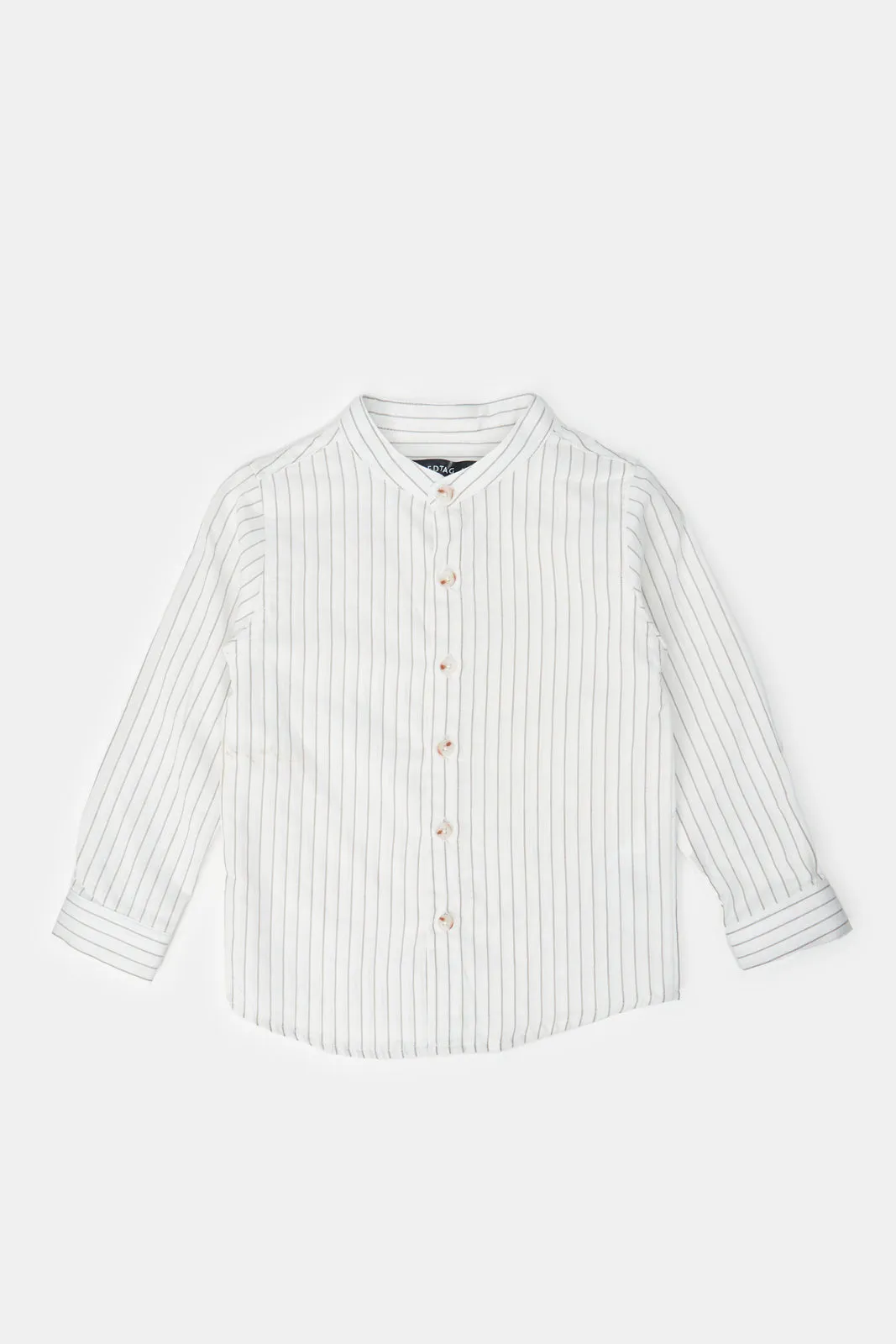 Infant Boys Beige Striped Shirt Set (2 Piece)