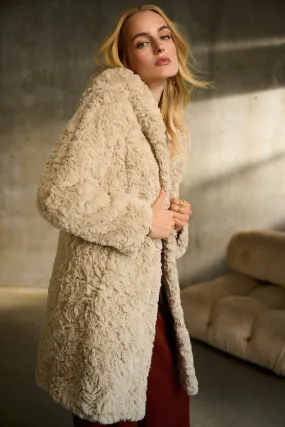 Joseph Ribkoff Champagne Reversible Faux Fur Coat