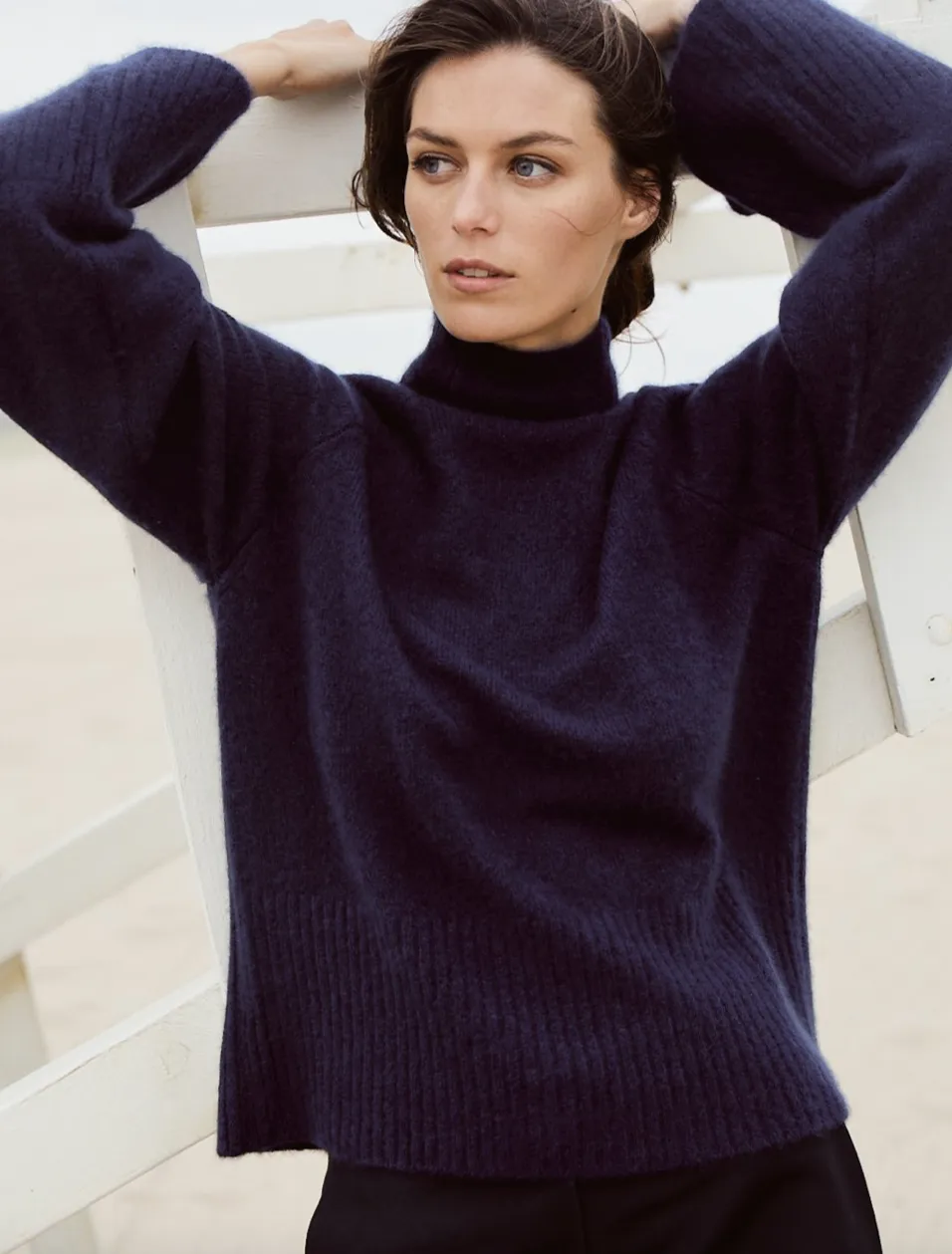 Josie Funnel Turtleneck, Navy