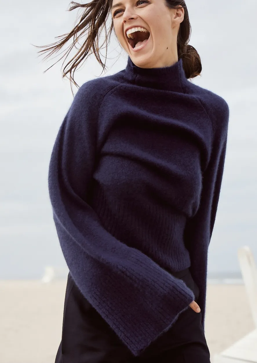 Josie Funnel Turtleneck, Navy