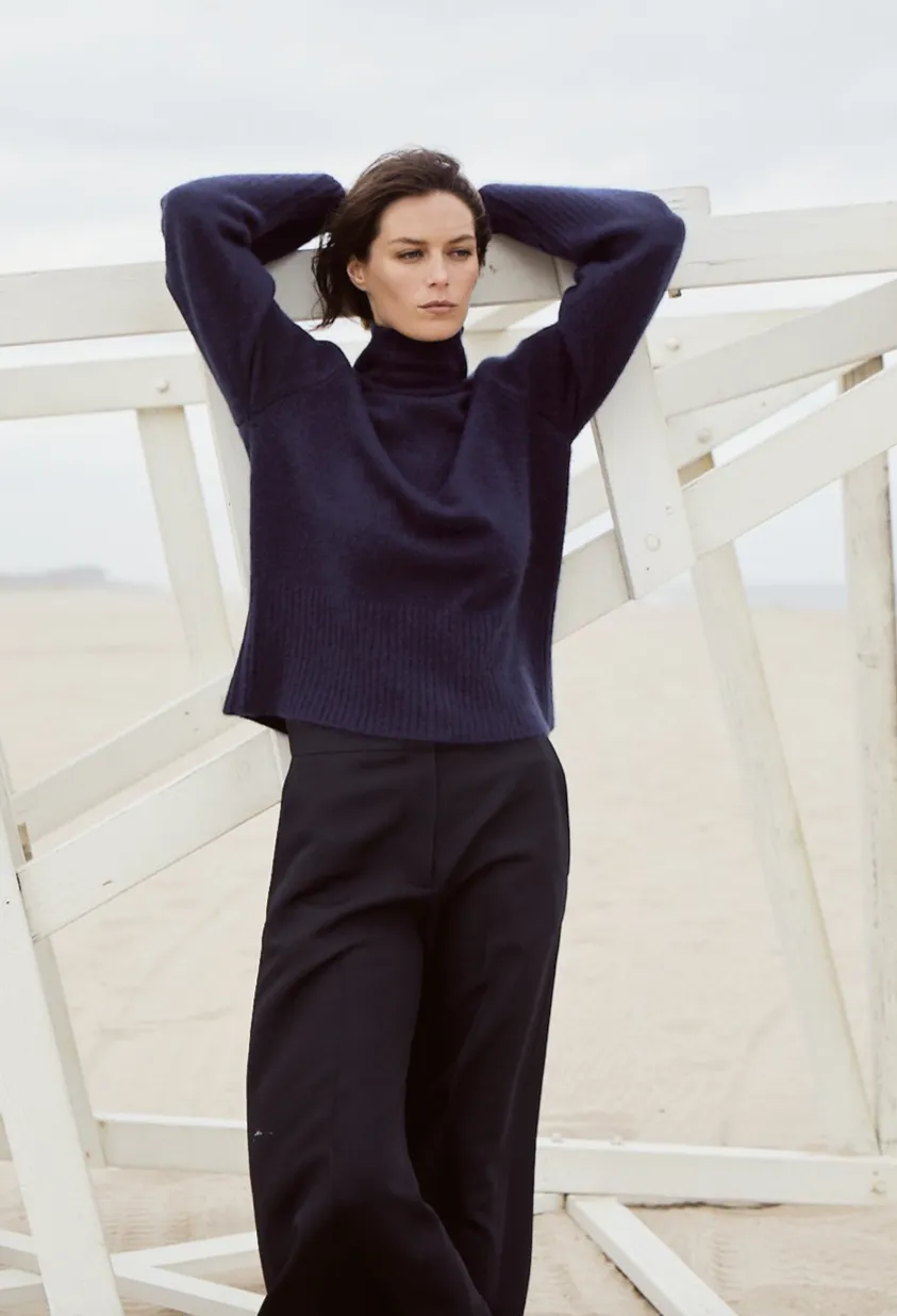 Josie Funnel Turtleneck, Navy