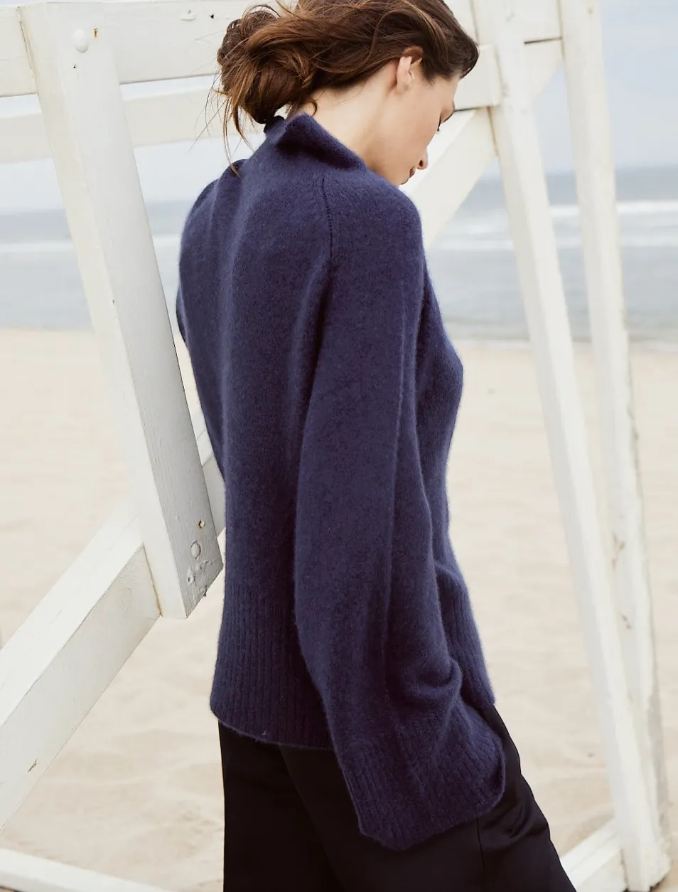 Josie Funnel Turtleneck, Navy