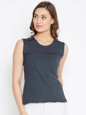 JUMP USA Women Navy Blue Solid Regular Top