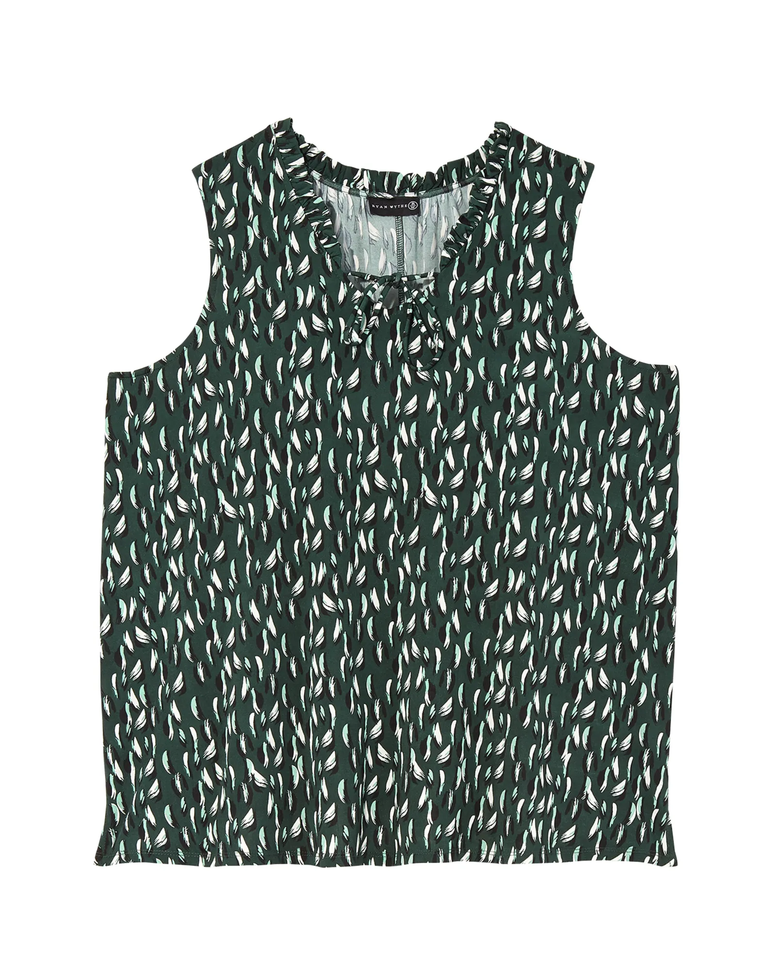 Kay Sleeveless Ruffle Neck Top | Forest Green