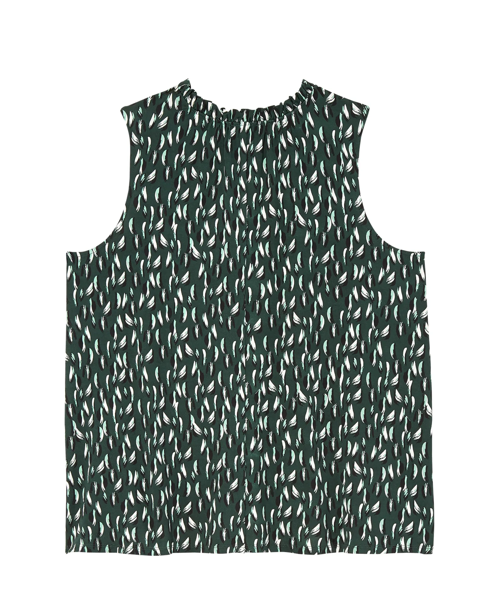 Kay Sleeveless Ruffle Neck Top | Forest Green