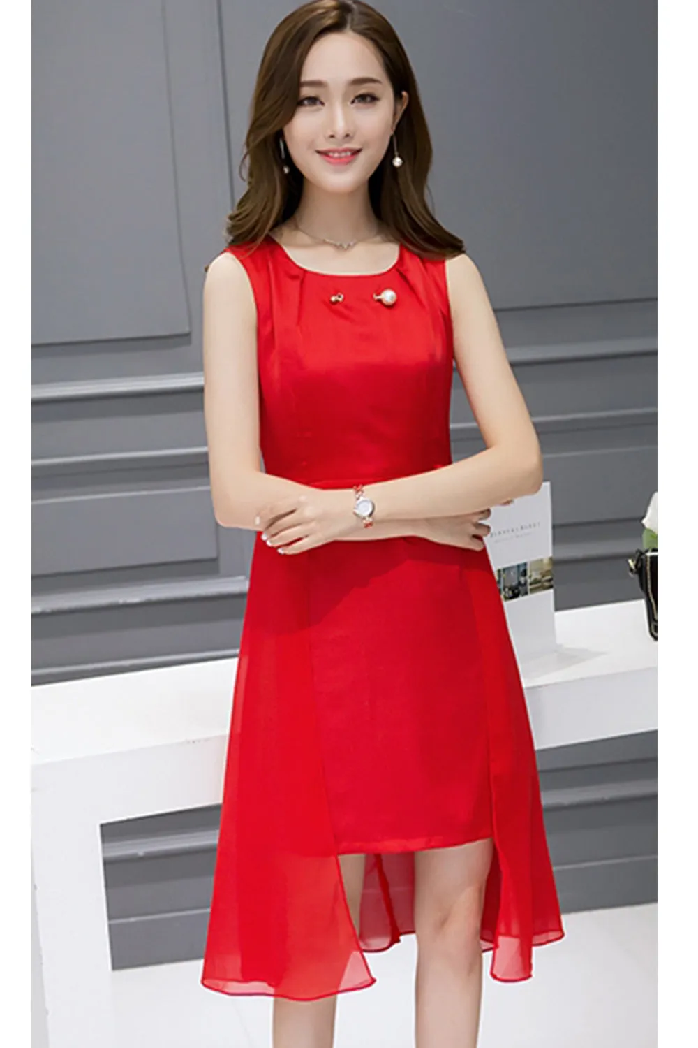 Ketty More Women Fashion Solid Color Irregular Skirt Dress-KMWD463