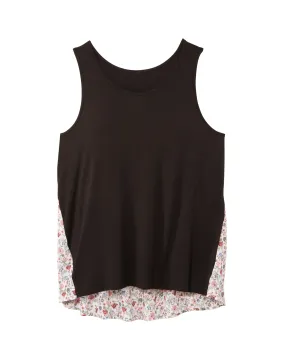 Kiara Mix-Print Hi-Lo Tank | Black / Pink