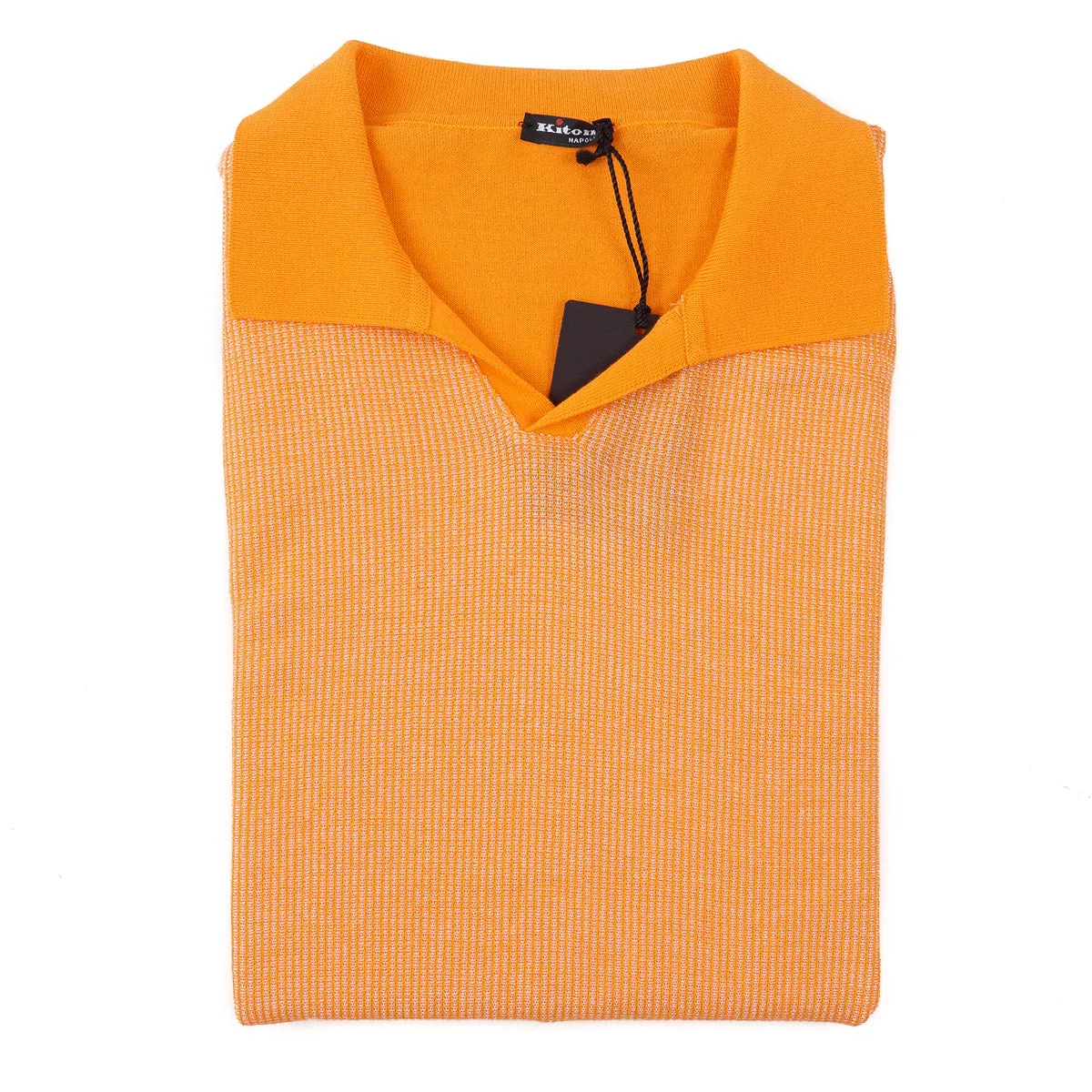 Kiton Short-Sleeve Knit Cotton Polo Sweater