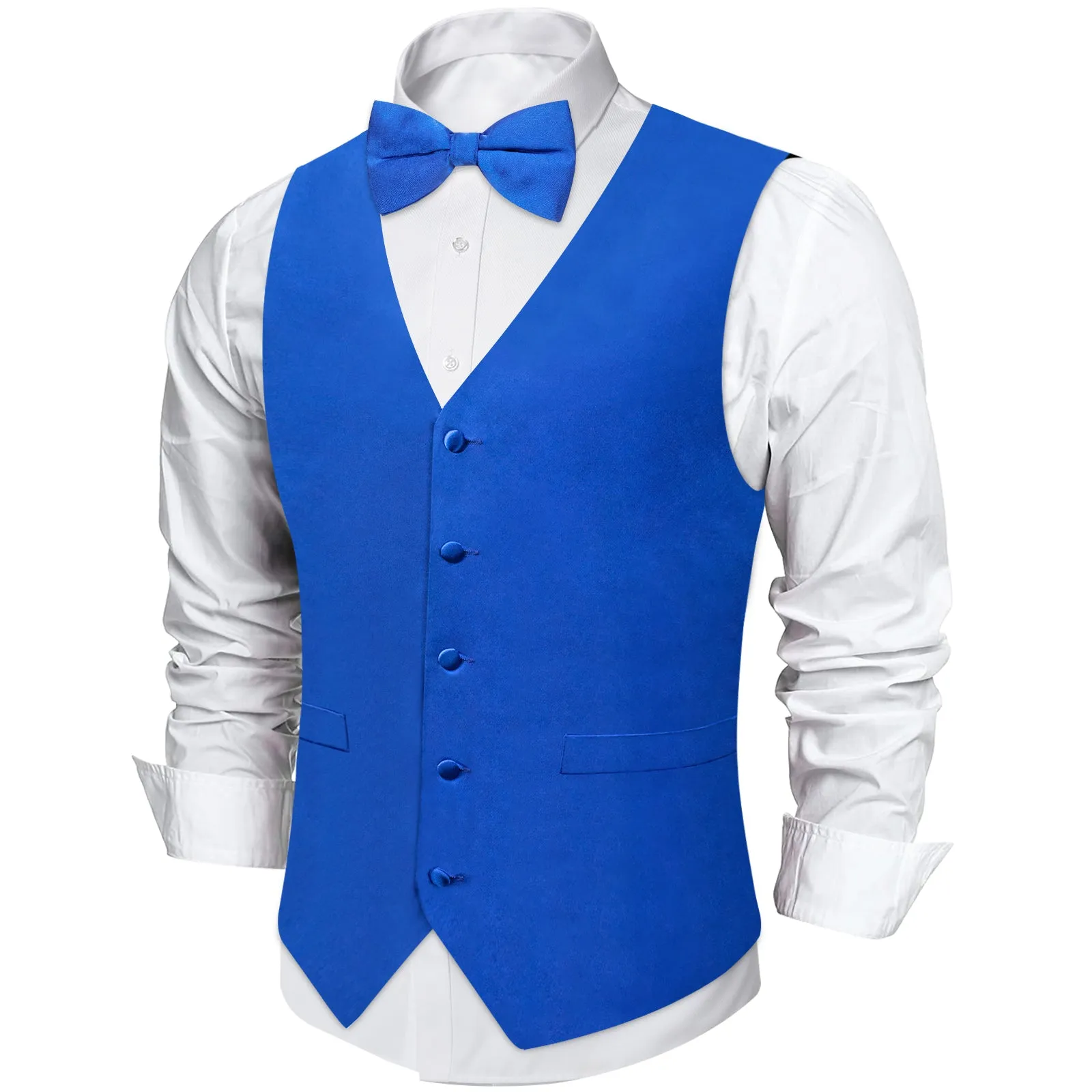 Klein Blue Solid Silk Men's Vest Single Vest