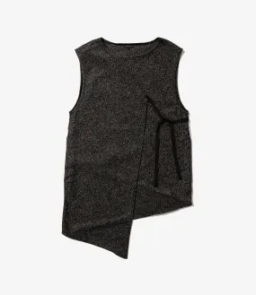 Knit Wrap Vest – Charcoal Melange Poly Wool