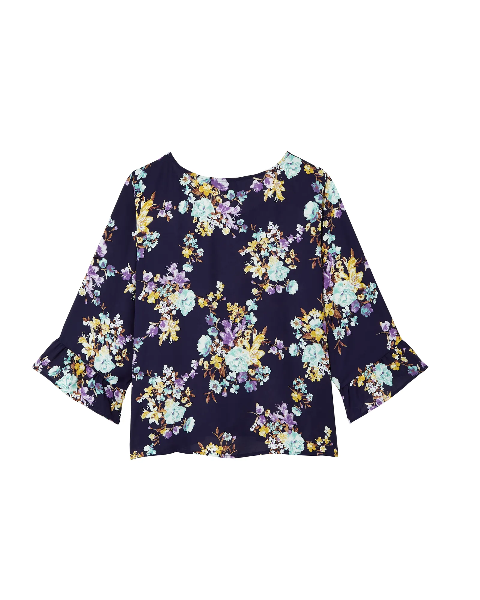 Kristal Wide Sleeve Blouse | Navy / Light Blue