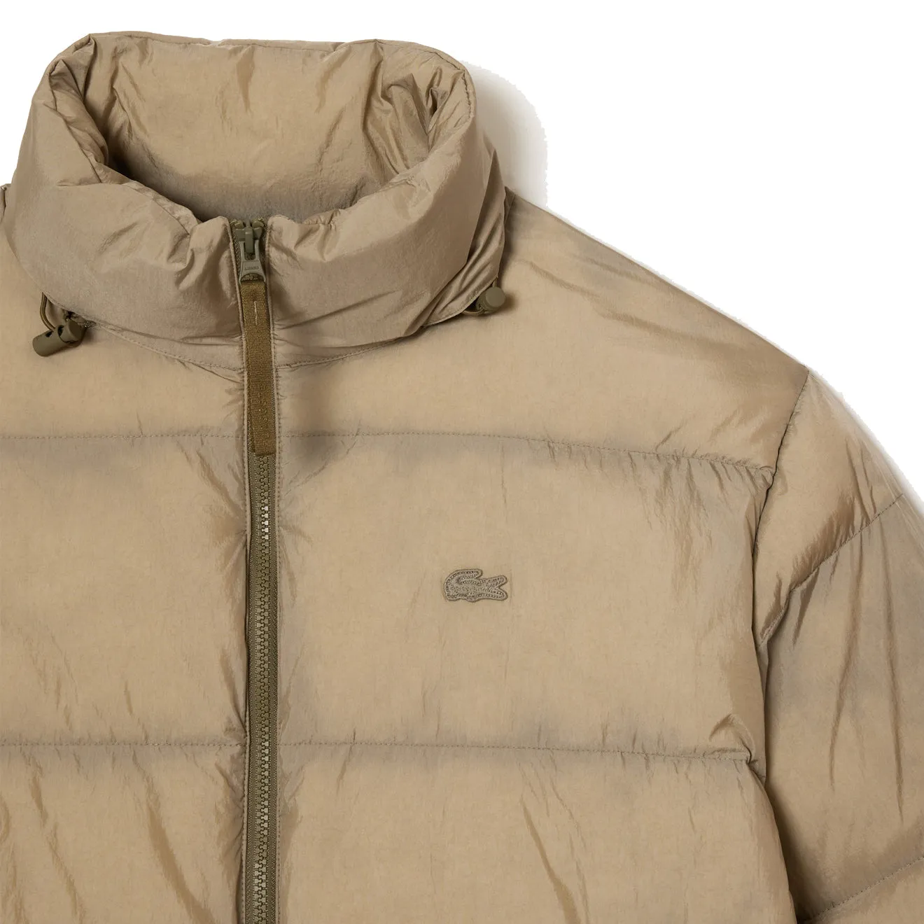 Lacoste Short Showerproof Puffer Jacket Khaki Green