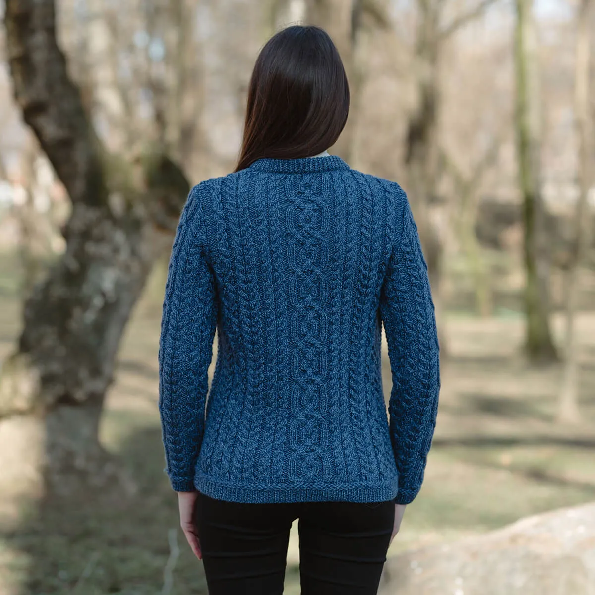 Ladies Traditional Aran Wool Cardigan