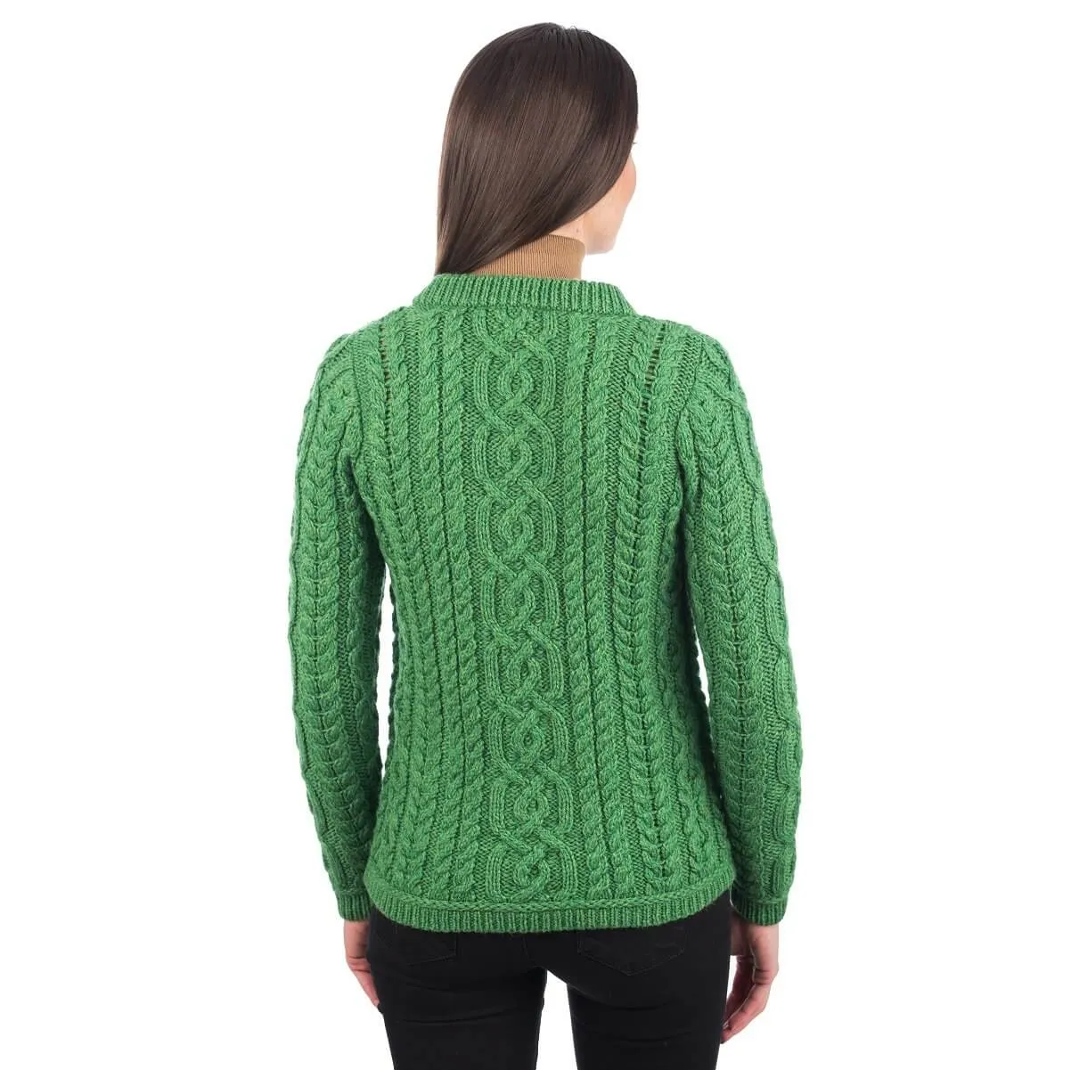 Ladies Traditional Aran Wool Cardigan