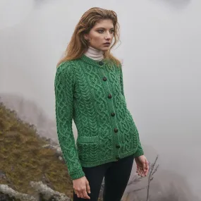 Ladies Traditional Aran Wool Cardigan