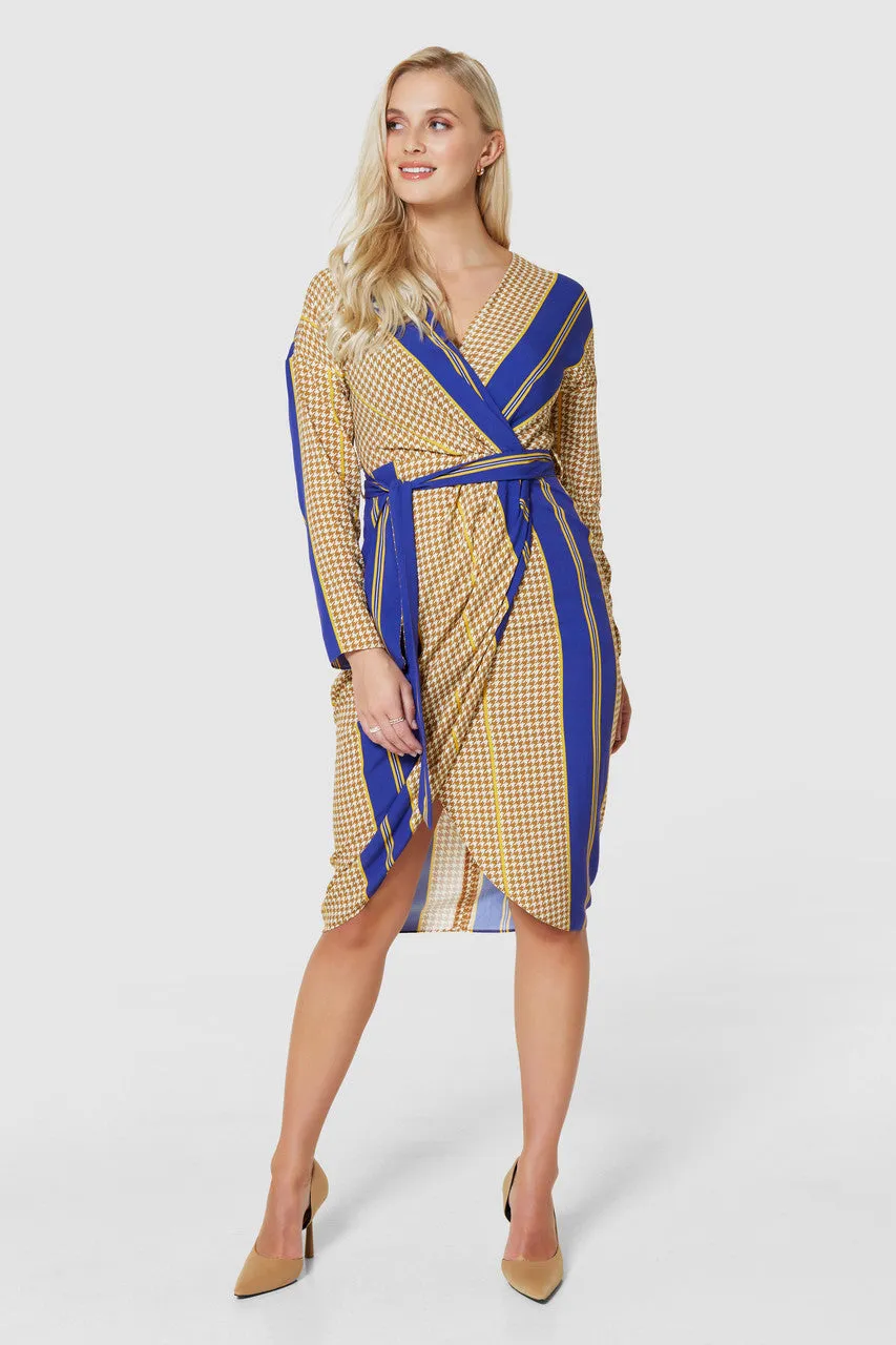 Lainey Pencil Wrap Dress (Light Brown)