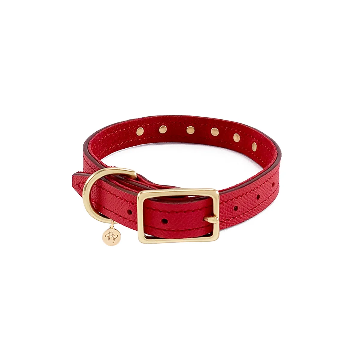 Lambert Classic Rhinestone Leather Dog Collar Cayenne