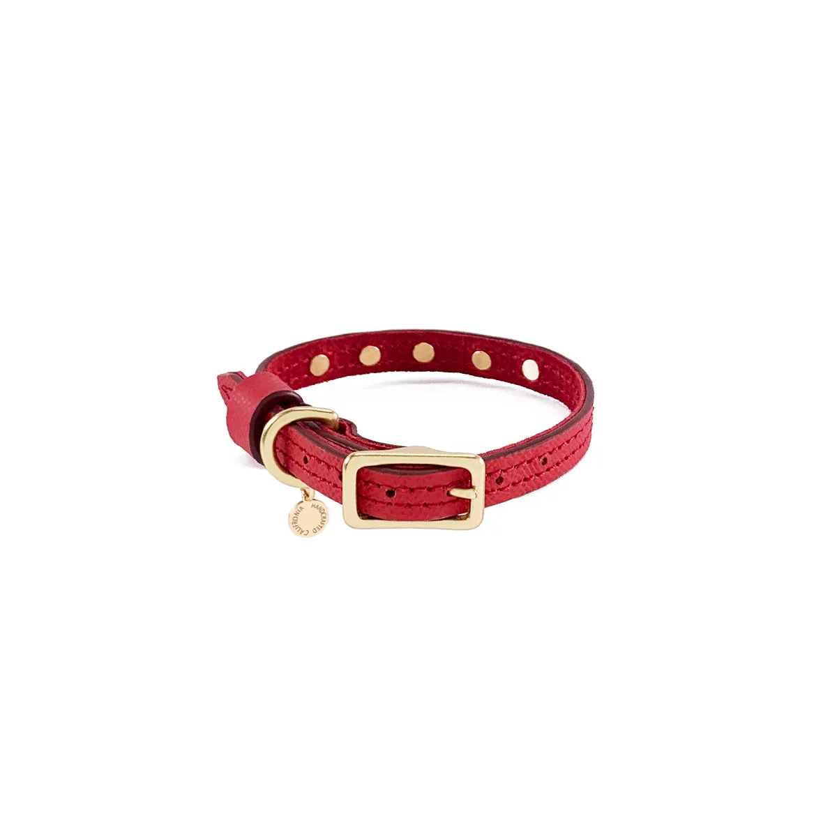 Lambert Classic Rhinestone Leather Dog Collar Cayenne