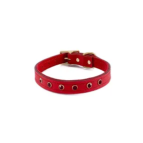 Lambert Classic Rhinestone Leather Dog Collar Cayenne