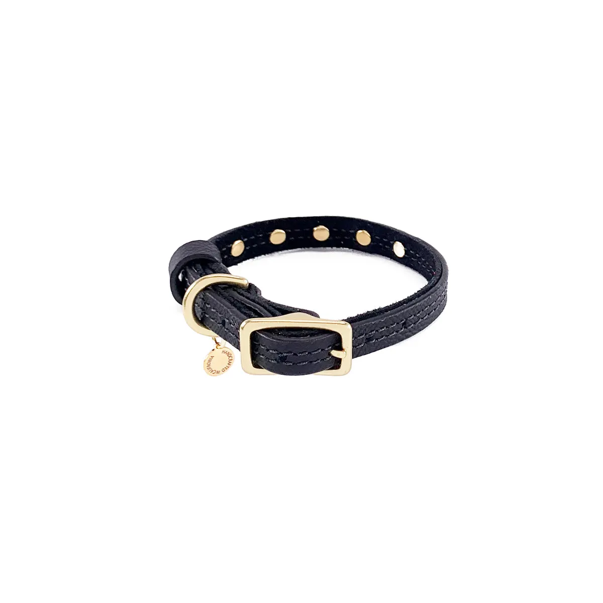 Lambert Classic Rhinestone Leather Dog Collar Onyx